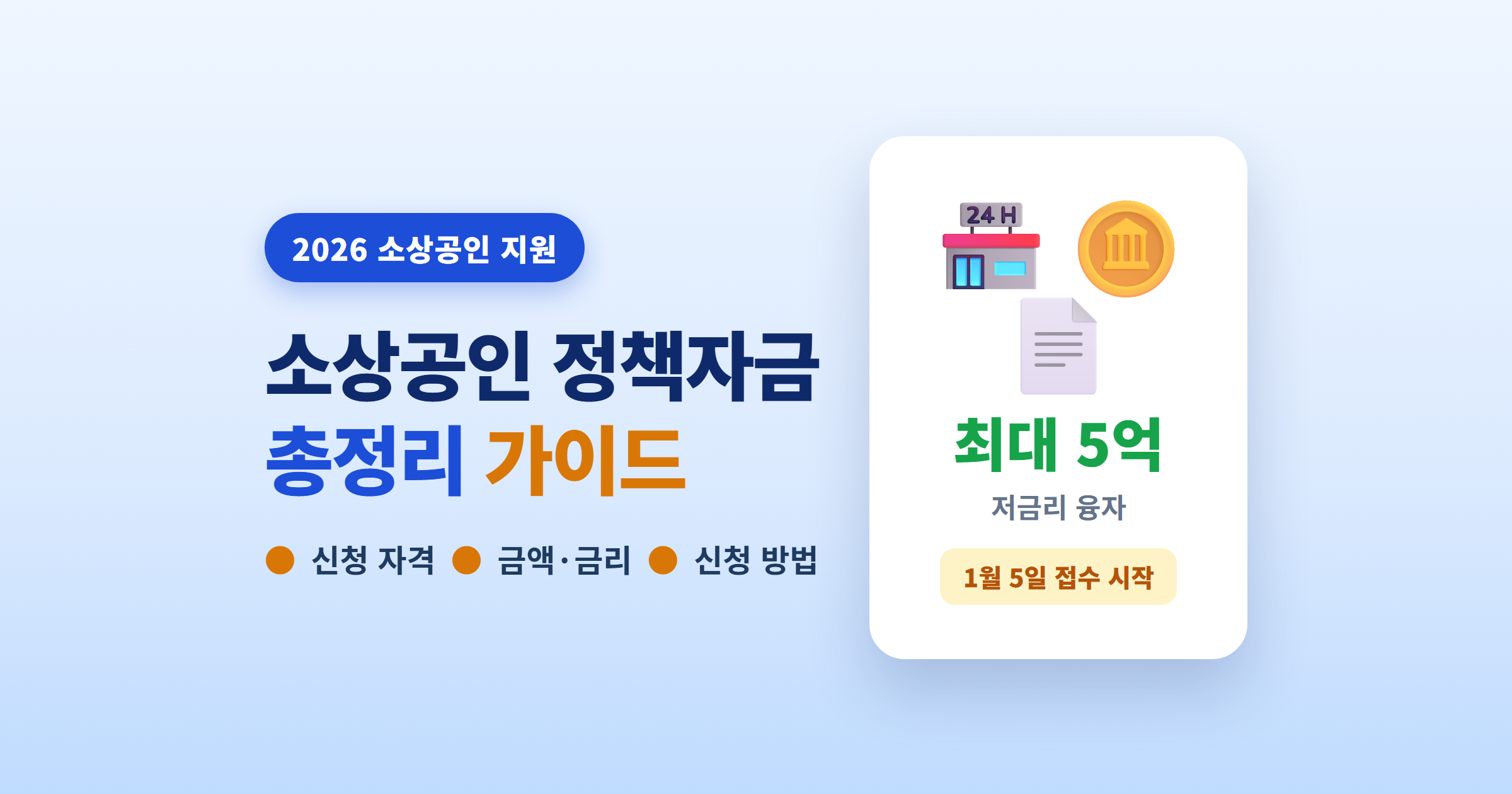 2026 소상공인 정책자금 총정리 — 신청 자격·금액·신청 방법 한눈에
